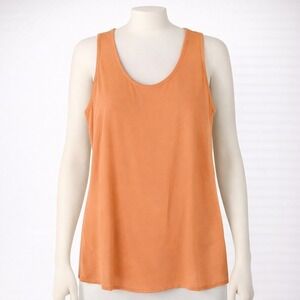 Y2K 100% Silk Lightweight Breathable Tank Size 8 Orange‎ Coral Sleeveless Luxury